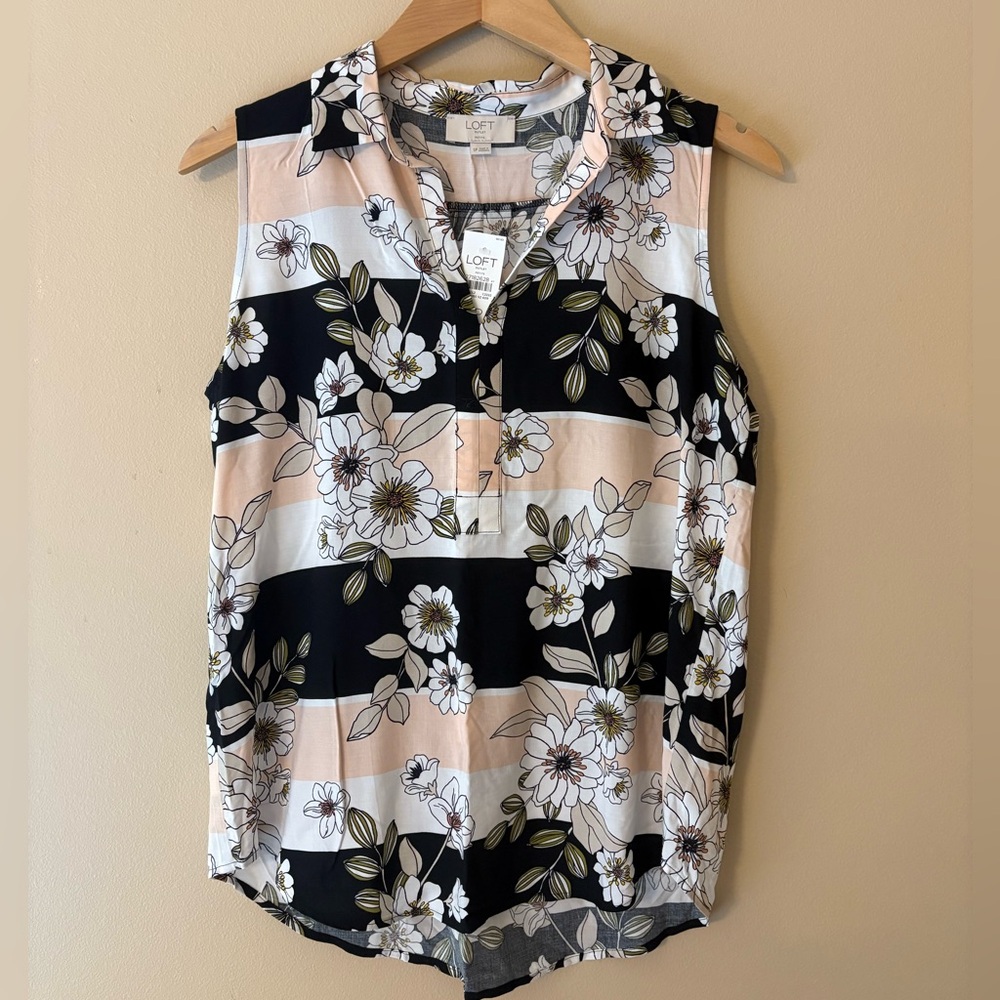 LOFT Floral Sleeveless Blouse Size Small P New With Tags